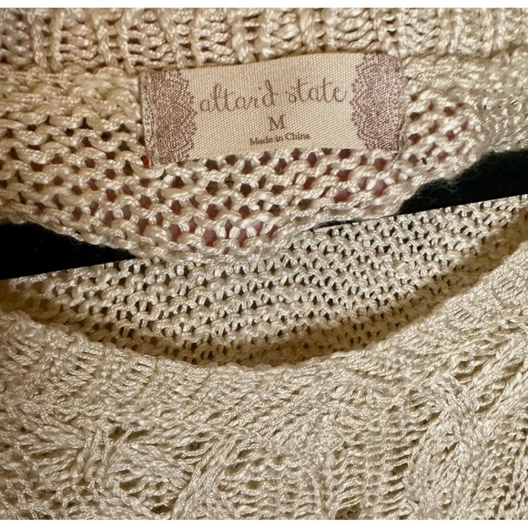 Altar'd State Cream Cable Knit Long Sweater Distressed Hem Size M - Picture 4 of 4